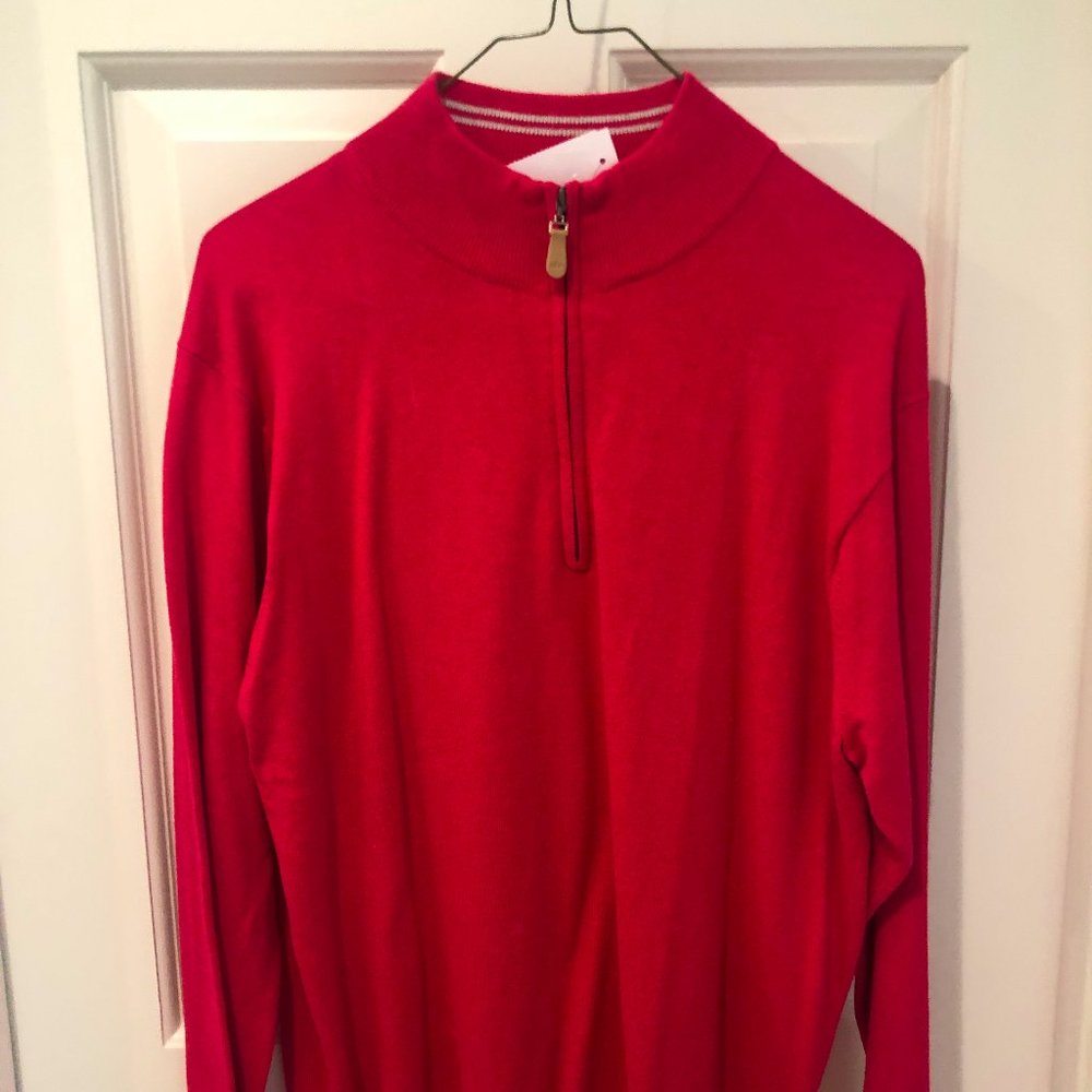 Peter Millar Red Quarter Zip Sweater